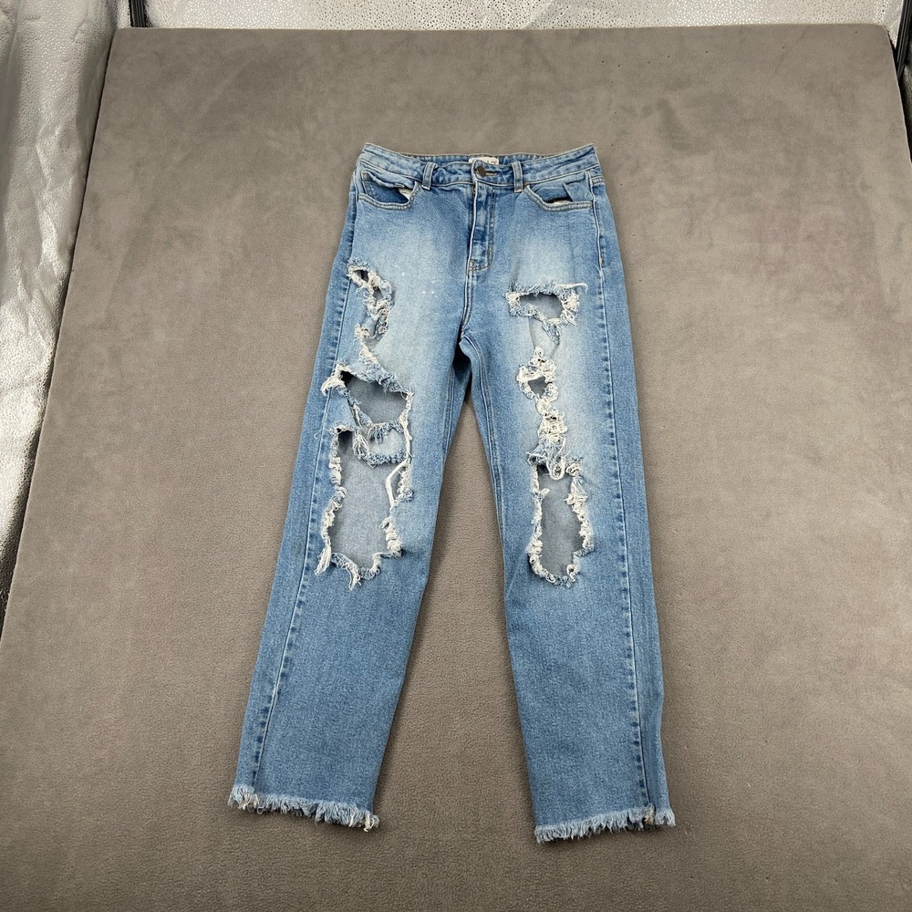 Cello Jeans Womens 7 Blue Denim Cotton High Rise Frayed Raw Hem Distressed